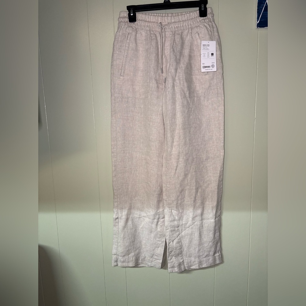 Athleta Women's Wide-Leg Linen-Blend Pants in Light Cream